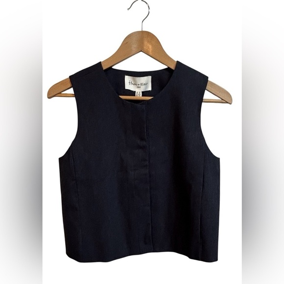 J. Crew Tops - Haver & Blair Navy Scoopneck Fitted Snap Button Front Vest Top Size XS NWT